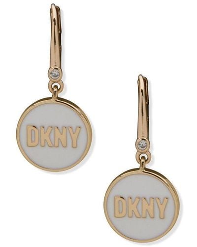 DKNY Sheldon Logo Drop Enamel Earrings - 04g00012 - Metallic