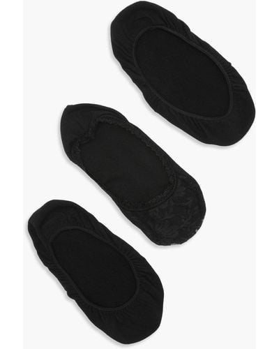 Boohoo 3 Pack Lace Invisible Shoe Liners - Black