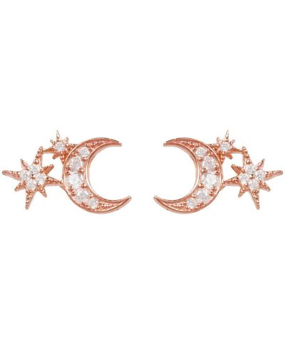 LÁTELITA London Moon And Starburst Mini Earrings Rosegold - Pink