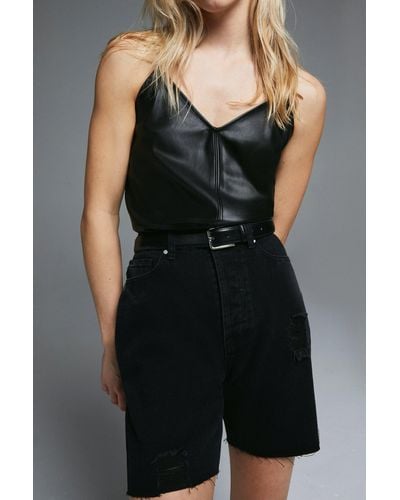 Warehouse Faux Leather Cami - Black