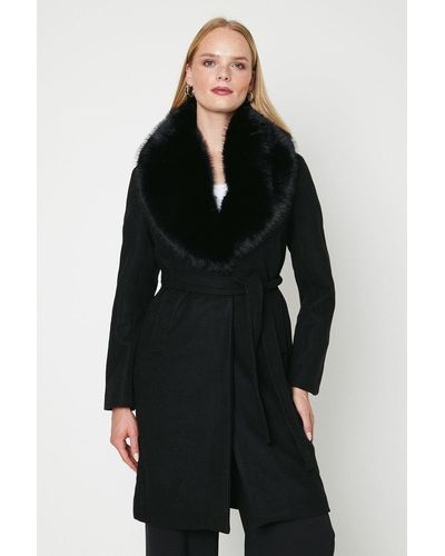 Oasis faux fur shop collar princess coat
