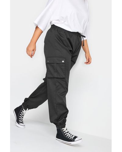 Yours Plus Size Cuffed Cargo Trousers - Black