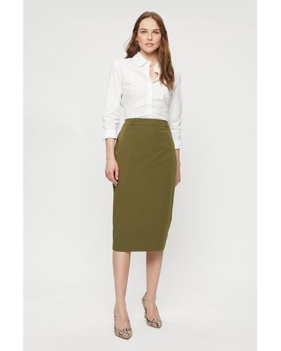 Dorothy Perkins Khaki Tailored Pencil Skirt - Green