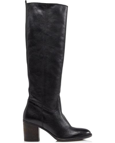 Dune 'troop' Leather Knee High Boots - Black