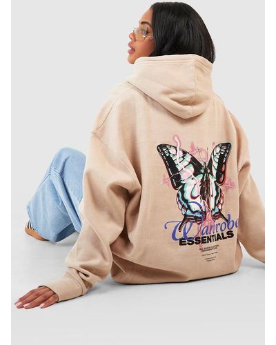 Boohoo Wardrobe Essentials Butterfly Printed Oversized Hoodie - Black