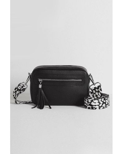 Betsy & Floss 'florence' Crossbody Bag With Leopard Print Strap - Black