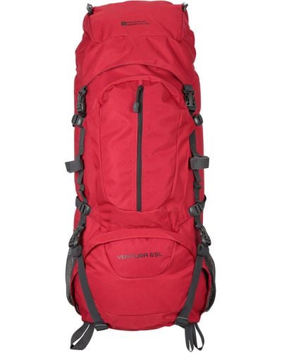 Mountain Warehouse Ventura Backpack 65l Hiking Trekking Rucksack Padded Straps - Red