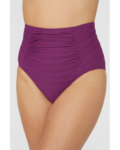 Gorgeous Textured High Waist Bikini Bottom - Purple