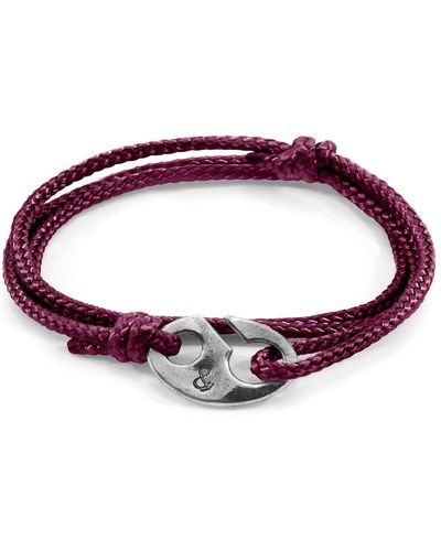 Anchor and Crew Windsor Silver And Rope Bracelet - Purple