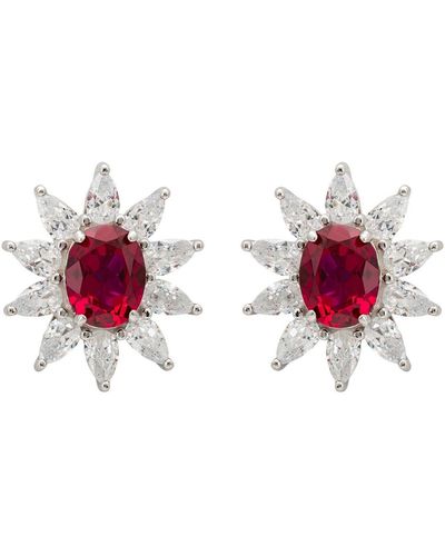 LÁTELITA London Daisy Gemstone Stud Earrings Ruby Silver - Red