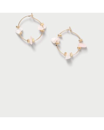 Wallis Rose Quartz Hoop Earrings - Natural