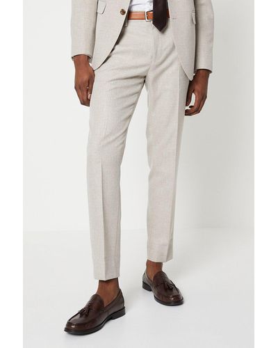 Burton Slim Fit Semi Plain Suit Trousers - White