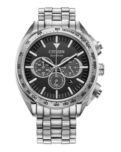 Citizen Eco-drive Mens Chronograph Stainless Steel Watch - Ca4540-54e - Grey