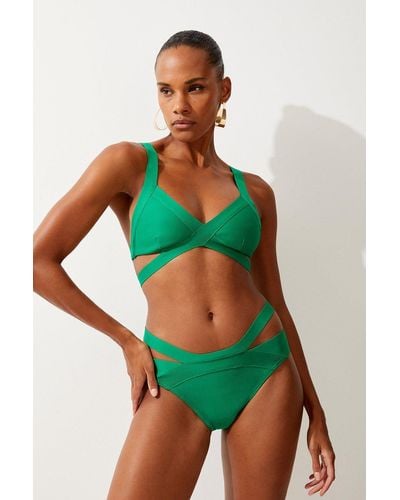 Karen Millen Bandage Strappy Bikini Top - Green