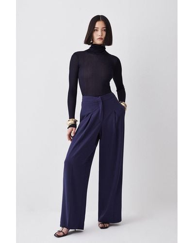 Karen Millen Tall Essential Tailored Wide Leg Trouser - Blue