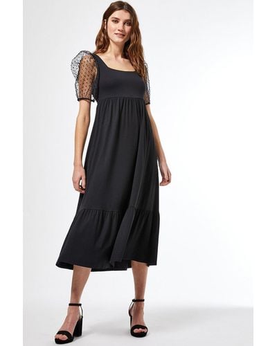 Dorothy Perkins Black Organza Sleeve Tiered Midi Dress