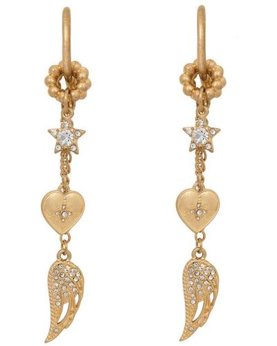 Bibi Bijoux Gold 'my Heart Belongs To You' Multi Charm Earrings - White