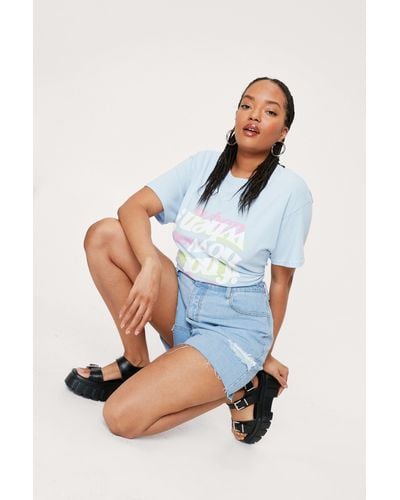 Nasty Gal Plus Size If Not Now Graphic T-shirt - Blue