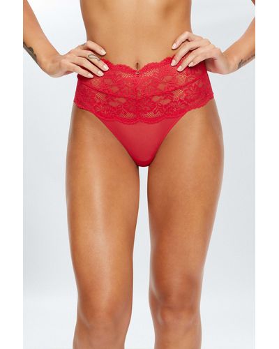 Romantic Corded Lace High-Waist Thong Panty