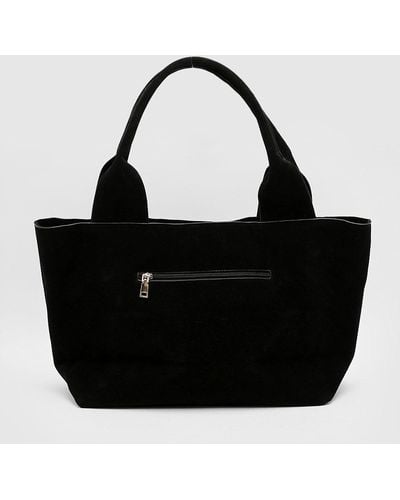 Boohoo Faux Suede Oversized Tote Bag - Black