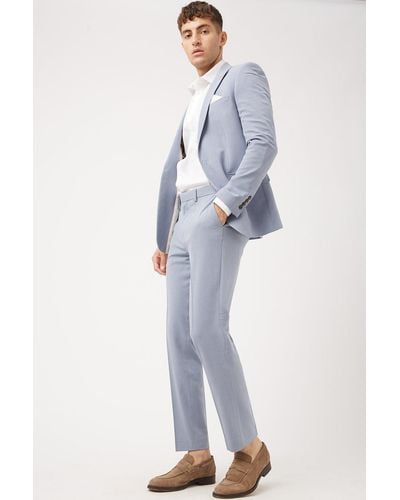Burton Blue Basketweave Slim Fit Suit Trouser