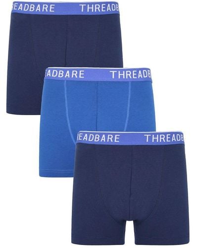 Threadbare 3 Pack 'brayan' Hipster Trunks - Blue