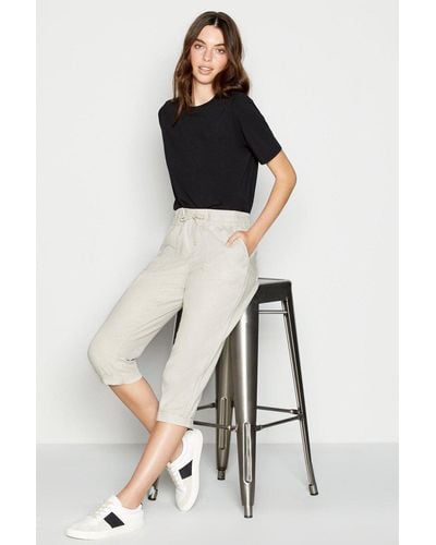 PRINCIPLES Linen Blend Crop Trousers - Grey