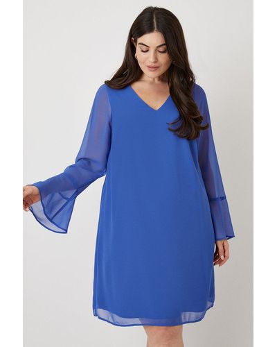 Wallis Curve Flute Sleeve Shift Dress in Red Lyst UK