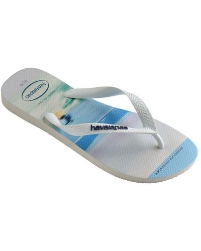 Havaianas Hype Printed Footbed Toe Thong - Blue