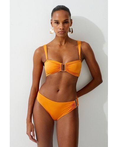 Karen Millen Slinky Trim Detail Detachable Strap Bikini Top - Orange