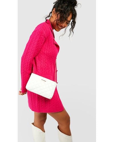 Boohoo Quilted Oversized Basic Clutch Bag - Pink