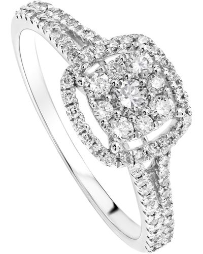 Created Brilliance Gemma White Gold Lab Grown Diamond Cluster Halo Engagement Ring