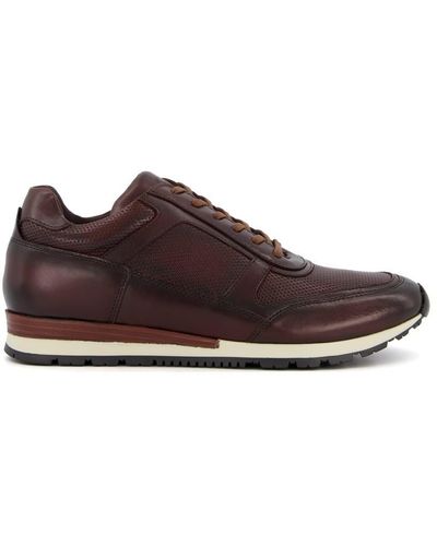 Dune 'trapper' Leather Trainers - Brown