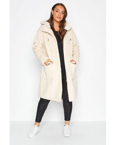 Yours Teddy Longline Parka Coat - Natural