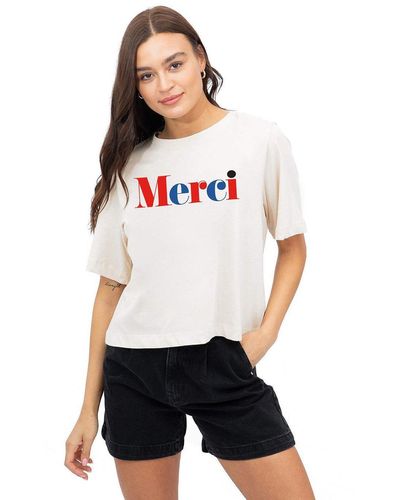 Sub_Urban Riot Merci Womens Boxy Cropped Slogan T-shirt - White