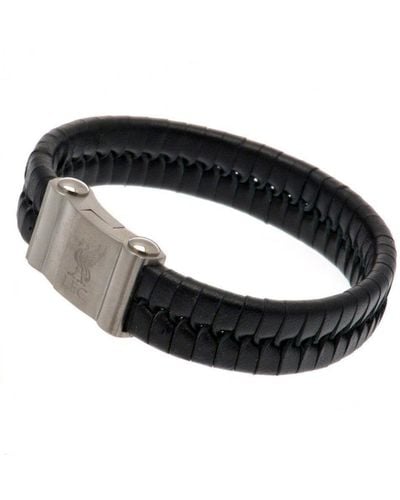 Liverpool Fc Single Plait Leather Bracelet - Black