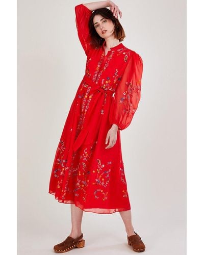 Monsoon 'emily' Embroidered Shirt Dress