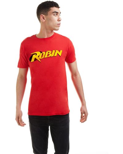 Dc Comics Batman Robin Retro Logo T-shirt - Red
