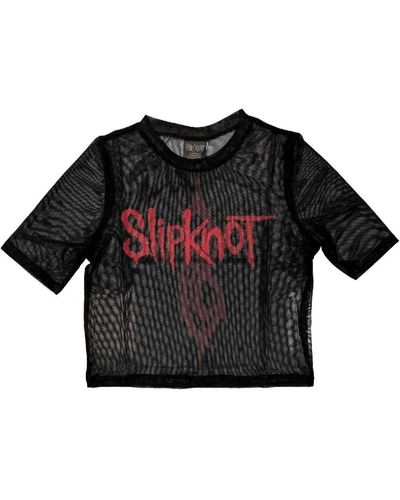 Slipknot Logo Mesh Crop Top - Black