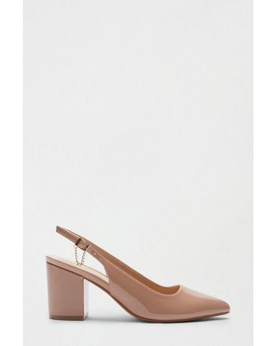 Dorothy Perkins Camel Patent Everlyn Slingback Court Shoe - Pink