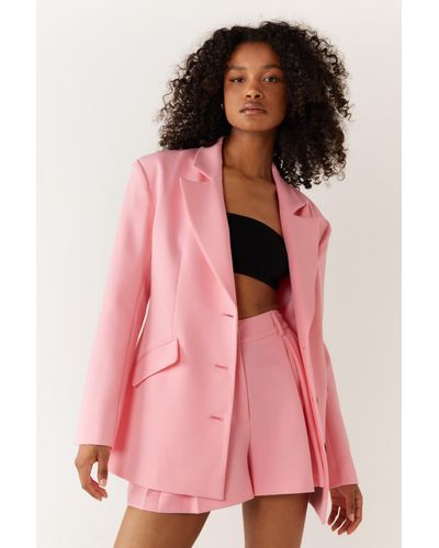 Warehouse Tailored Cinched Waist Blazer - Pink