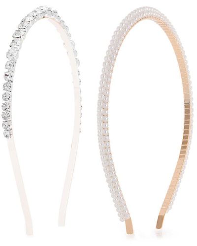 Lipsy Gold With Crystal Pearl 2-pack Headband Hair Accessories - White
