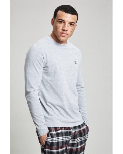 Burton Grey Long Sleeve T-shirt & Check Pyjama Set