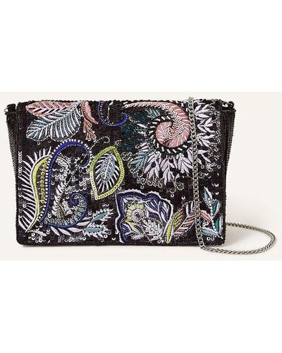 Accessorize Paisley Fold Over Clutch Bag - Black