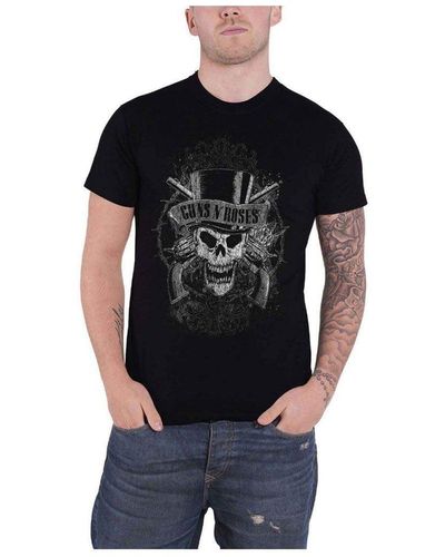 Guns N Roses Faded Skull Cotton T-shirt - Black