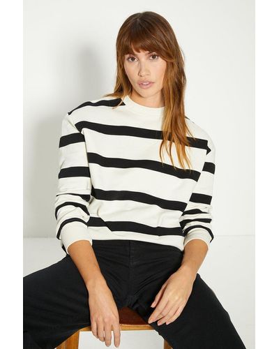 Oasis Premium Boxy Stripe Sweatshirt - White