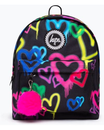 Hype Black Graffiti Heart Backpack - Pink