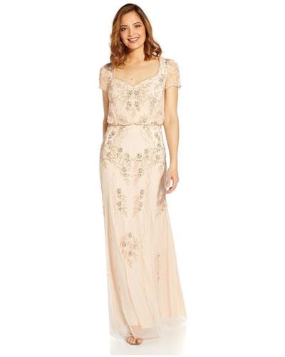 Adrianna Papell Beaded Blouson Gown - White