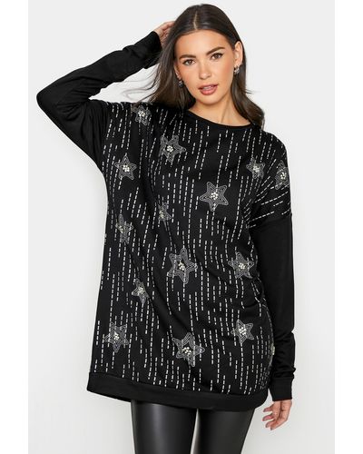 Long Tall Sally Tall Embellished Star Sweatshirt - Black