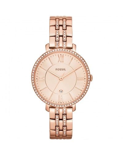 Fossil Jacqueline Plated Stainless Steel Fashion Analogue Watch - Es3546 - Metallic